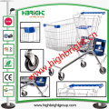 Double Basket Plastic Shopping Cart for Hyper Market